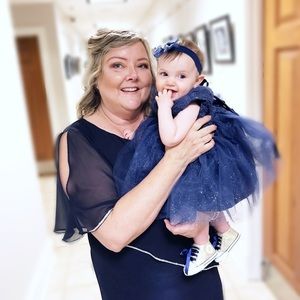 R&M Richards Plus Size Navy Gown.